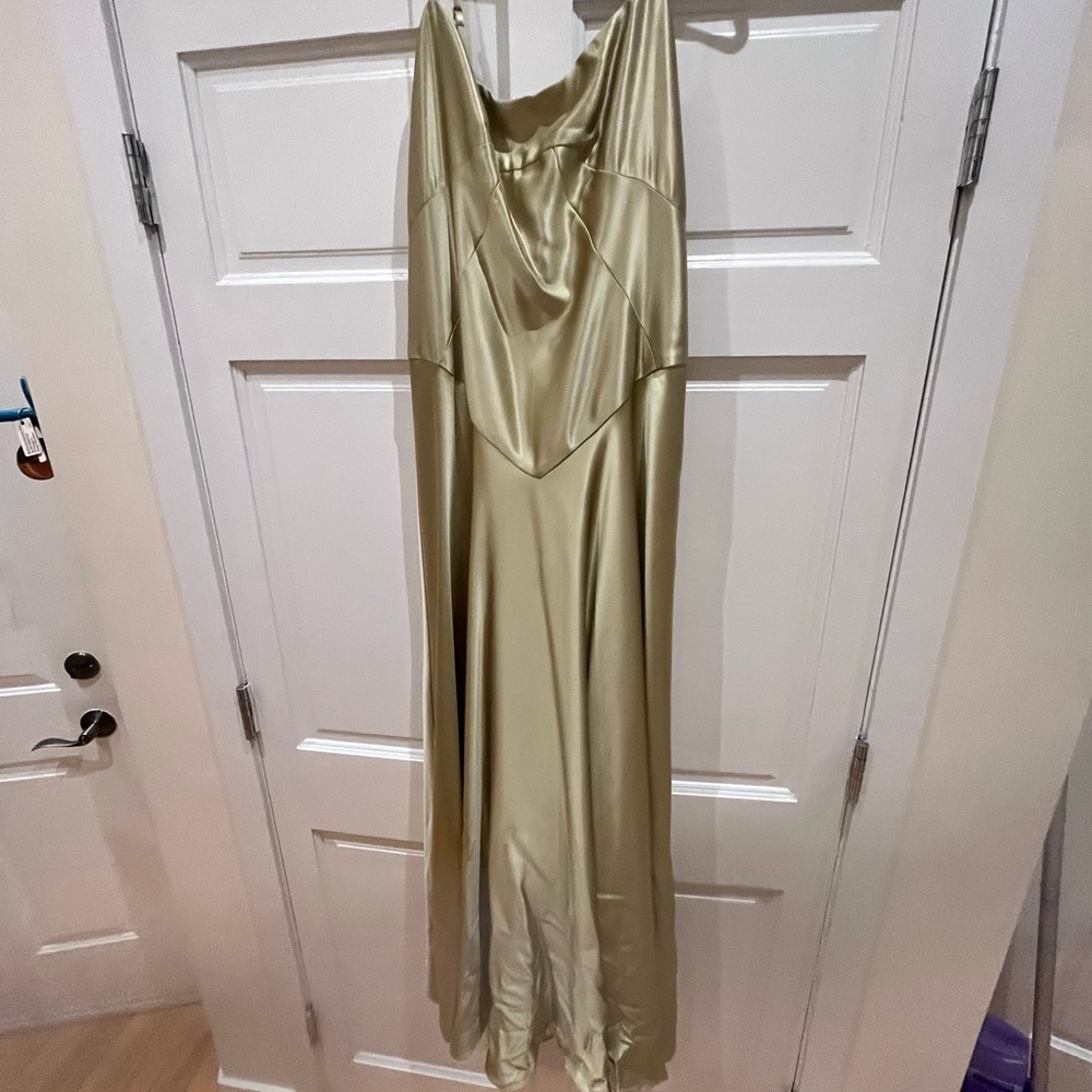 Viral Olive Green Mare Mare Emmy Satin Corset Maxi Dress